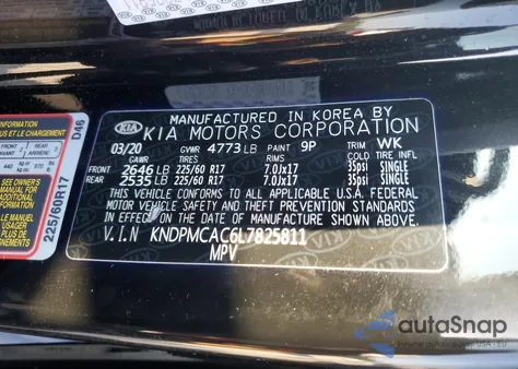 2020 Kia Sportage Lx из США, поврежденный, VIN KNDPMCAC6L7825811